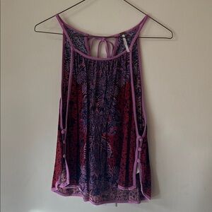 NWOT Free People Pink and Blue Patterned Top